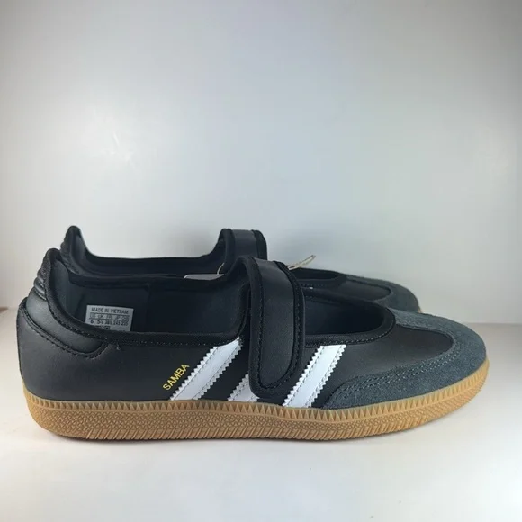 Adidas Samba Black White Velcro Women’s Size 7 Sneakers Mary Jane Shoes - Picture 2 of 12